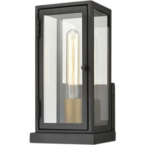 Foundation 1 Light 12 inch Matte Black with Aged Brass Outdoor Sconce
