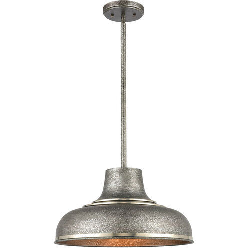 Kerin 1 Light 16 inch Polished Nickel with Textured Silvery Gray Pendant Ceiling Light