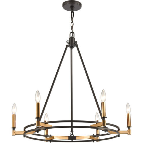 Talia 6 Light 29 inch Oil Rubbed Bronze with Satin Brass Chandelier Ceiling Light