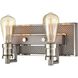 Gridiron 2 Light 13 inch Weathered Zinc with Polished Nickel Vanity Light Wall Light