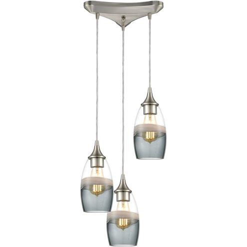 Sutter Creek 3 Light 12 inch Satin Nickel Mini Pendant Ceiling Light