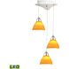 Piatto 3 Light 11 inch Chrome with Yellow Mini Pendant Ceiling Light