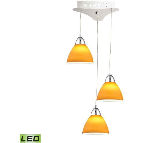 Piatto 3 Light 11 inch Chrome with Yellow Mini Pendant Ceiling Light