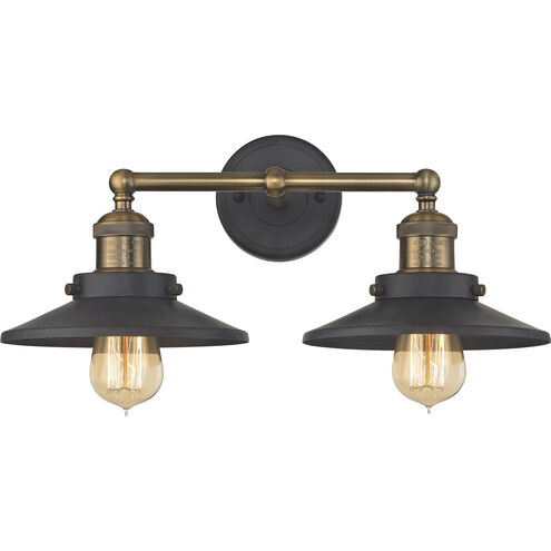 English Pub 2 Light 18 inch Antique Brass Vanity Light Wall Light