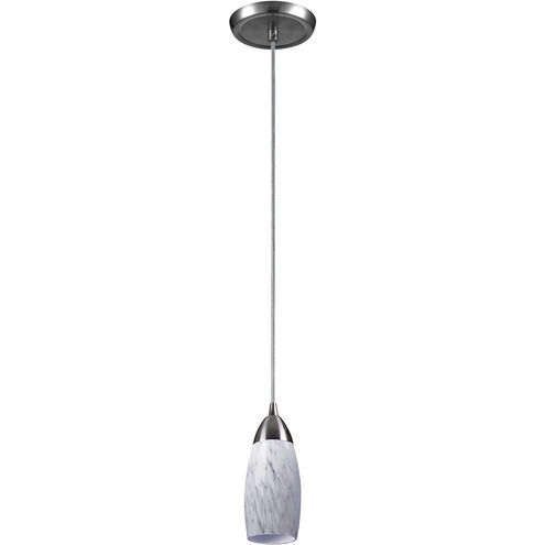 Milan 1 Light 3 inch Satin Nickel Mini Pendant Ceiling Light in Snow White Glass, Incandescent