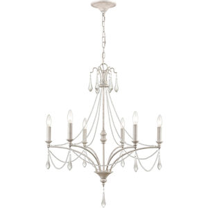 French Parlor 6 Light 27 inch Vintage White Chandelier Ceiling Light