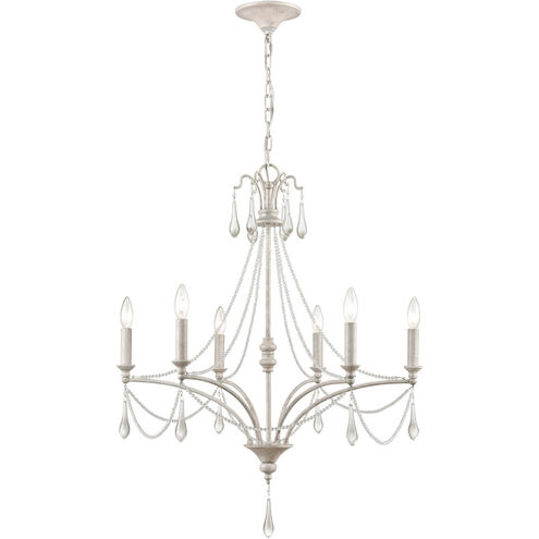 French Parlor 6 Light 27 inch Vintage White Chandelier Ceiling Light