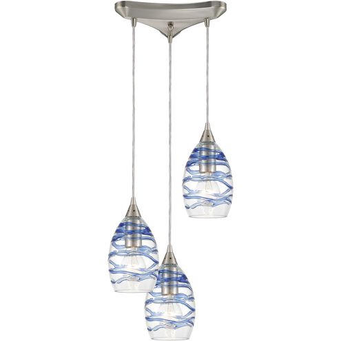 Vines 3 Light 12 inch Satin Nickel Mini Pendant Ceiling Light