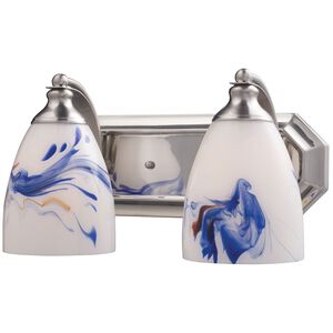 Mix and Match 2 Light 14 inch Satin Nickel Vanity Light Wall Light in Mountain Glass, Incandescent