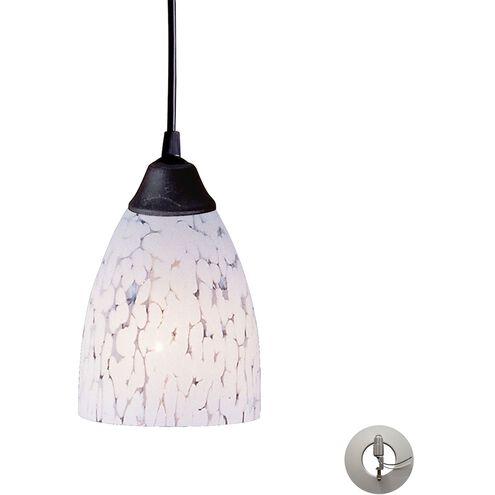 Classico 1 Light 5 inch Dark Rust Mini Pendant Ceiling Light in Snow White Glass