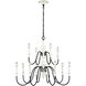 Val de Loire 12 Light 36 inch White Coral with Black Chandelier Ceiling Light