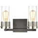 Bergenline 2 Light 13 inch Matte Black with Polished Nickel Vanity Light Wall Light