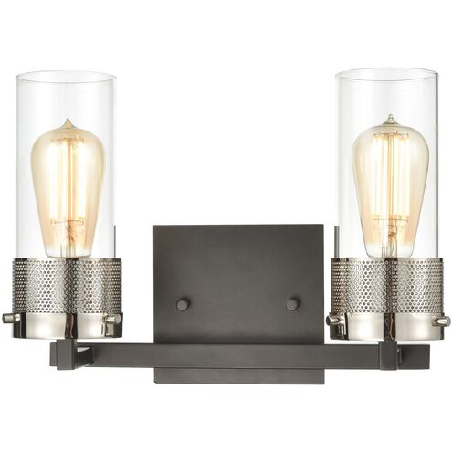 Bergenline 2 Light 13 inch Matte Black with Polished Nickel Vanity Light Wall Light