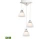 Piatto 3 Light 11 inch Chrome with White Mini Pendant Ceiling Light in White Opal