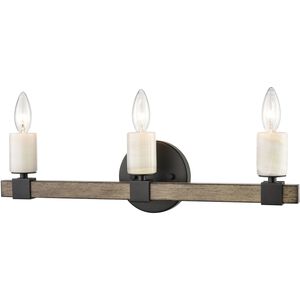 Stone Manor 3 Light 21 inch Matte Black with Aspen Vanity Light Wall Light