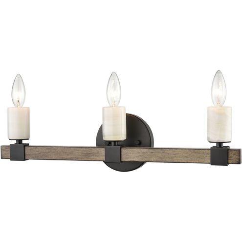Stone Manor 3 Light 21 inch Matte Black with Aspen Vanity Light Wall Light