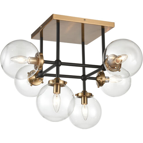 Boudreaux 6 Light 26 inch Antique Gold with Matte Black Semi Flush Mount Ceiling Light