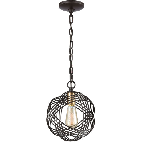 Concentric 1 Light 9 inch Oil Rubbed Bronze with Satin Brass Mini Pendant Ceiling Light