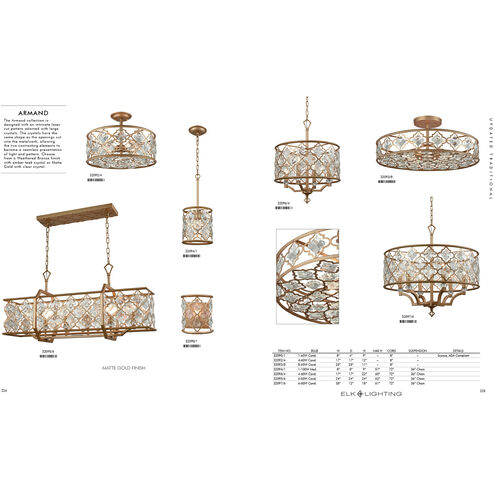 Armand 6 Light 35 inch Weathered Bronze Linear Chandelier Ceiling Light