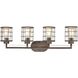 Gilbert 4 Light 33 inch Rusted Coffee with Light Wood Vanity Light Wall Light