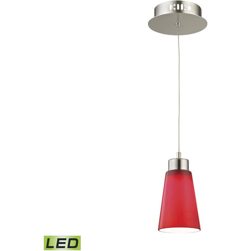 Coppa LED 5 inch Satin Nickel Mini Pendant Ceiling Light in Red