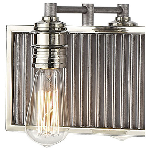 Corrugated Steel 6 Light 32 inch Weathered Zinc with Polished Nickel Chandelier Ceiling Light