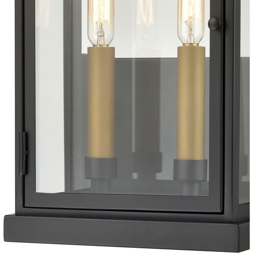 Foundation 2 Light 15 inch Matte Black with Aged Brass Outdoor Sconce