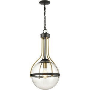 Vispon 1 Light 14 inch Matte Black with Burnished Brass Pendant Ceiling Light