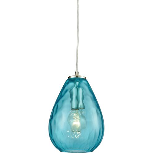 Lagoon 1 Light 6 inch Satin Nickel with Aqua Mini Pendant Ceiling Light