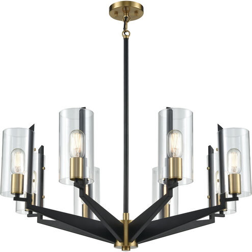 Blakeslee 8 Light 33 inch Matte Black with Satin Brass Chandelier Ceiling Light