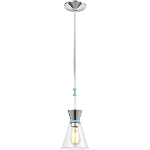 Modley 1 Light 6 inch Polished Chrome with Blue Mini Pendant Ceiling Light