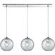 Watersphere Linear Mini Pendant Ceiling Light in Hammered Clear Glass