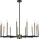 Livingston 13 Light 38 inch Matte Black with Satin Brass Chandelier Ceiling Light