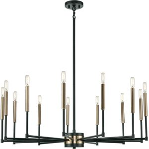 Livingston 13 Light 38 inch Matte Black with Satin Brass Chandelier Ceiling Light