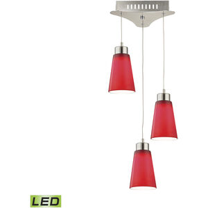 Coppa LED 11 inch Satin Nickel Mini Pendant Ceiling Light in Red