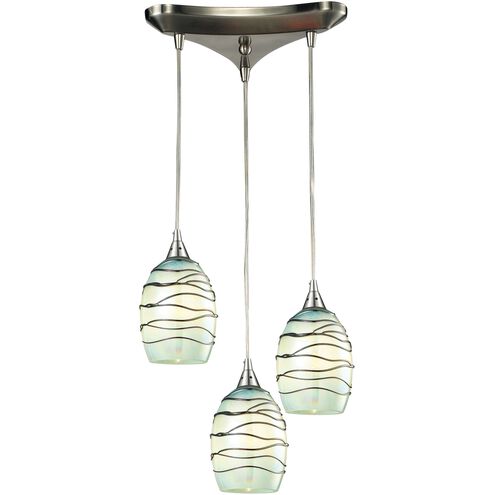 Vines 3 Light 10 inch Satin Nickel Mini Pendant Ceiling Light in Incandescent