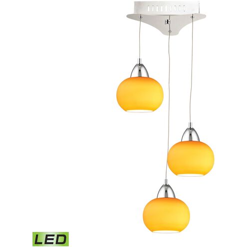 Ciotola 3 Light 10 inch Chrome with Yellow Mini Pendant Ceiling Light