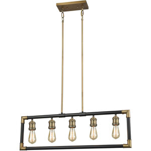 Lisbon 5 Light 35 inch Classic Brass with Oil Rubbed Bronze Chandelier Ceiling Light