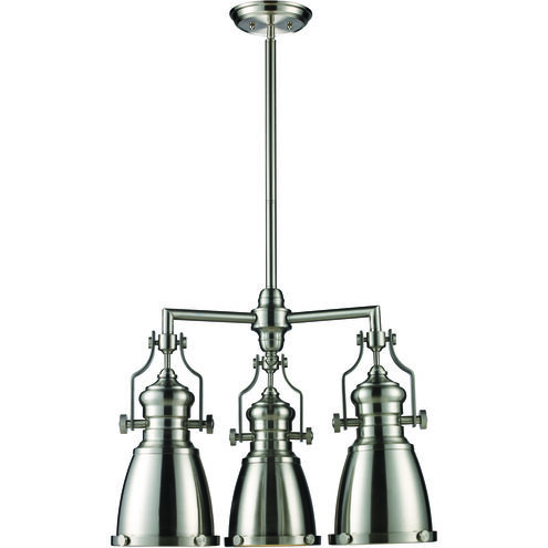 Chadwick 3 Light 22 inch Satin Nickel with White Chandelier Ceiling Light in Incandescent