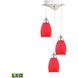 Buro 3 Light 9 inch Chrome with Red Mini Pendant Ceiling Light