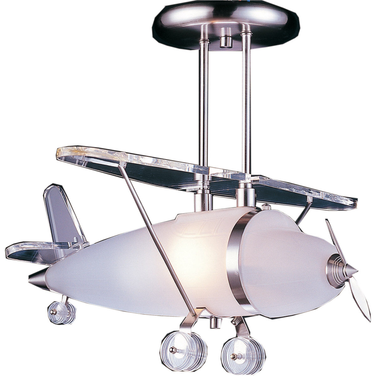 Novelty 1 Light 19 inch Satin Nickel Semi Flush Mount Ceiling Light Prop Plane Motif