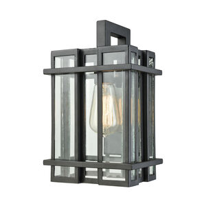Glass Tower 1 Light 12 inch Matte Black Outdoor Sconce