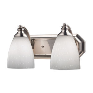 Mix and Match 2 Light 14 inch Satin Nickel Vanity Light Wall Light in Simply White Glass, Incandescent