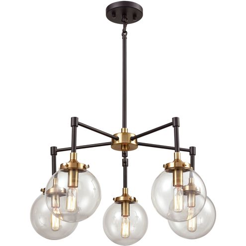 Boudreaux 5 Light 23 inch Matte Black with Antique Gold Chandelier Ceiling Light