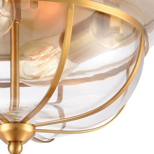 Manhattan Boutique 2 Light 13 inch Brushed Brass Flush Mount Ceiling Light