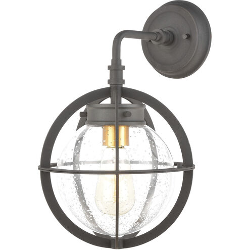 Davenport 1 Light 15 inch Charcoal with Brushed Brass Outdoor Sconce