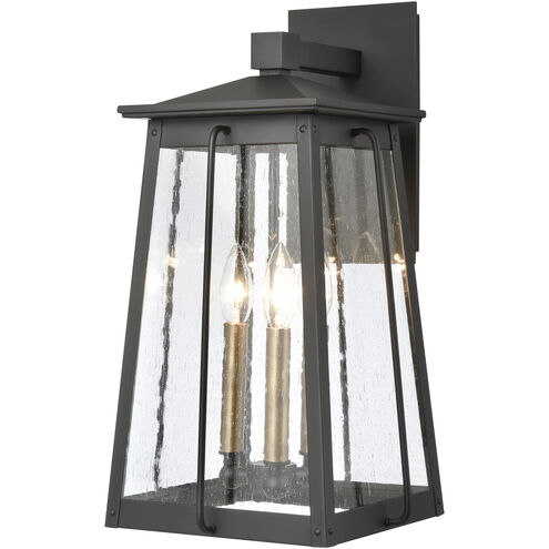 Kirkdale 3 Light 19 inch Matte Black with Natural Brass Outdoor Sconce