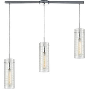 Swirl 3 Light 38 inch Polished Chrome Multi Pendant Ceiling Light in Linear with Recessed Adapter, Configurable
