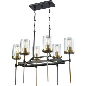 North Haven 6 Light 27 inch Oil Rubbed Bronze with Satin Brass Chandelier Ceiling Light