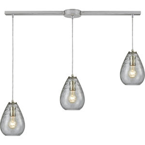 Lagoon 3 Light 36 inch Satin Nickel Multi Pendant Ceiling Light in Linear with Recessed Adapter, Configurable